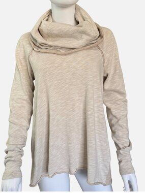 Free People Beach Cocoon Sweater M Beige Oversized Cowl Neck Boho